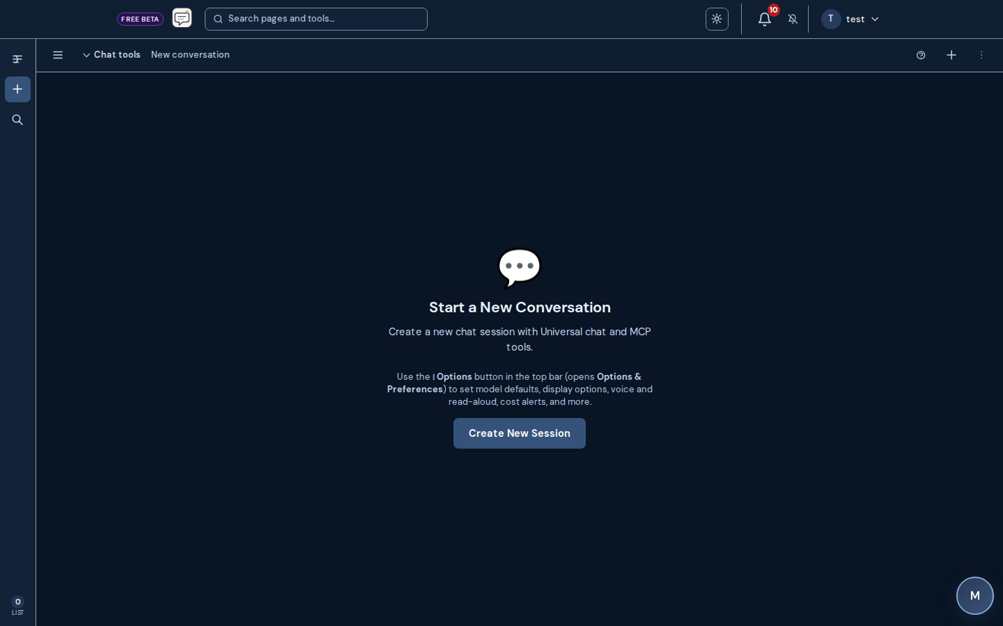 Screenshot: AI Chat Sessions