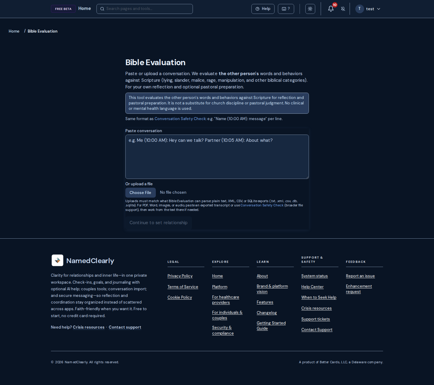 Screenshot: Bible Evaluation