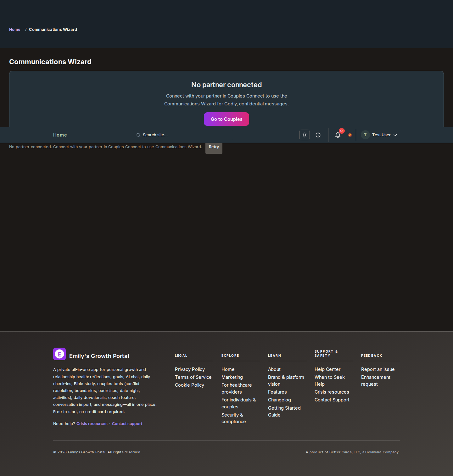 Screenshot: Communications Wizard