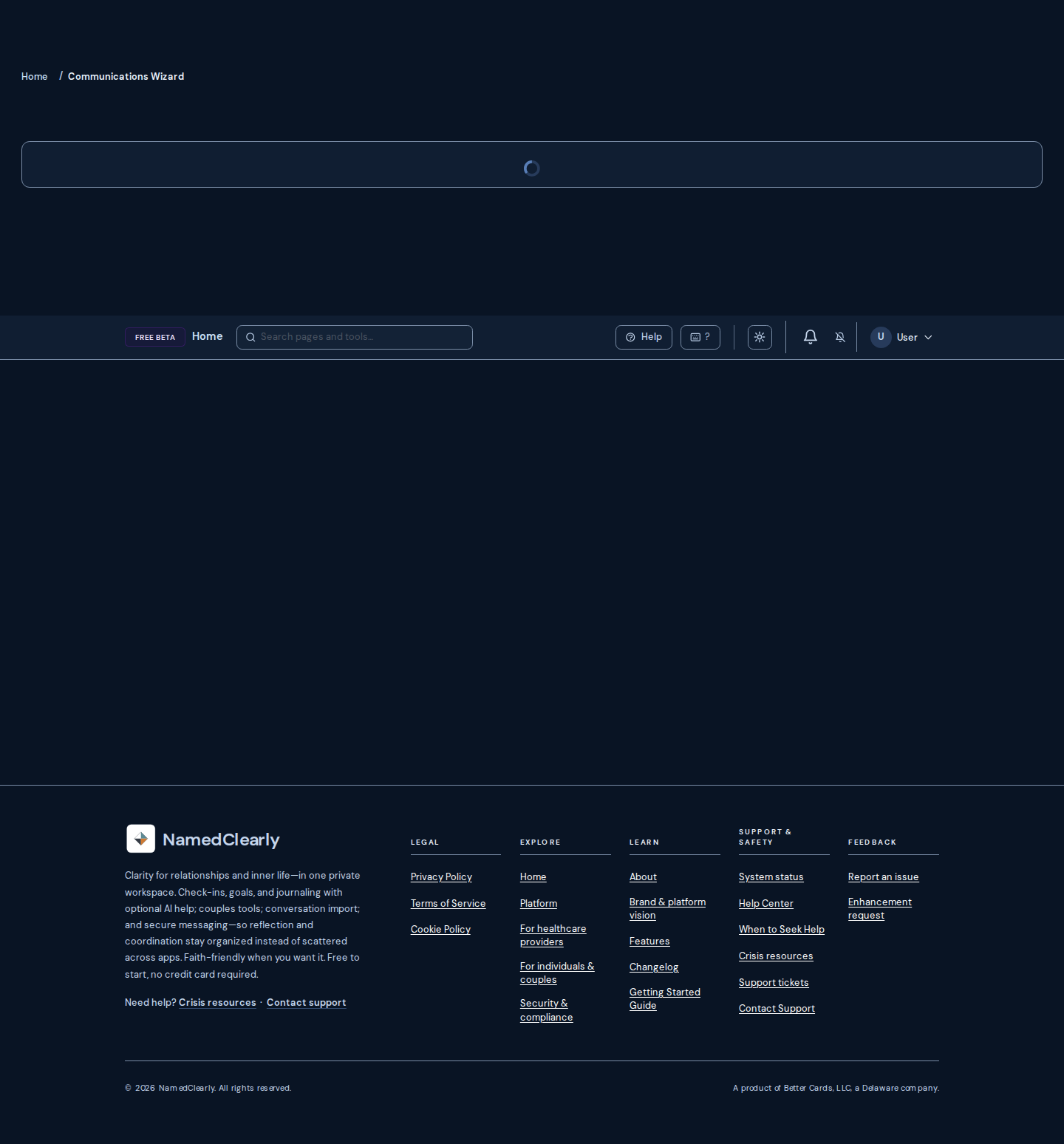 Screenshot: Communications Wizard