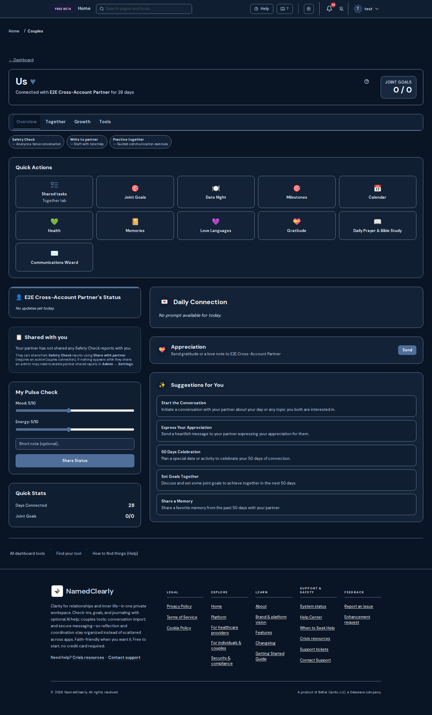 Screenshot: Couples Features