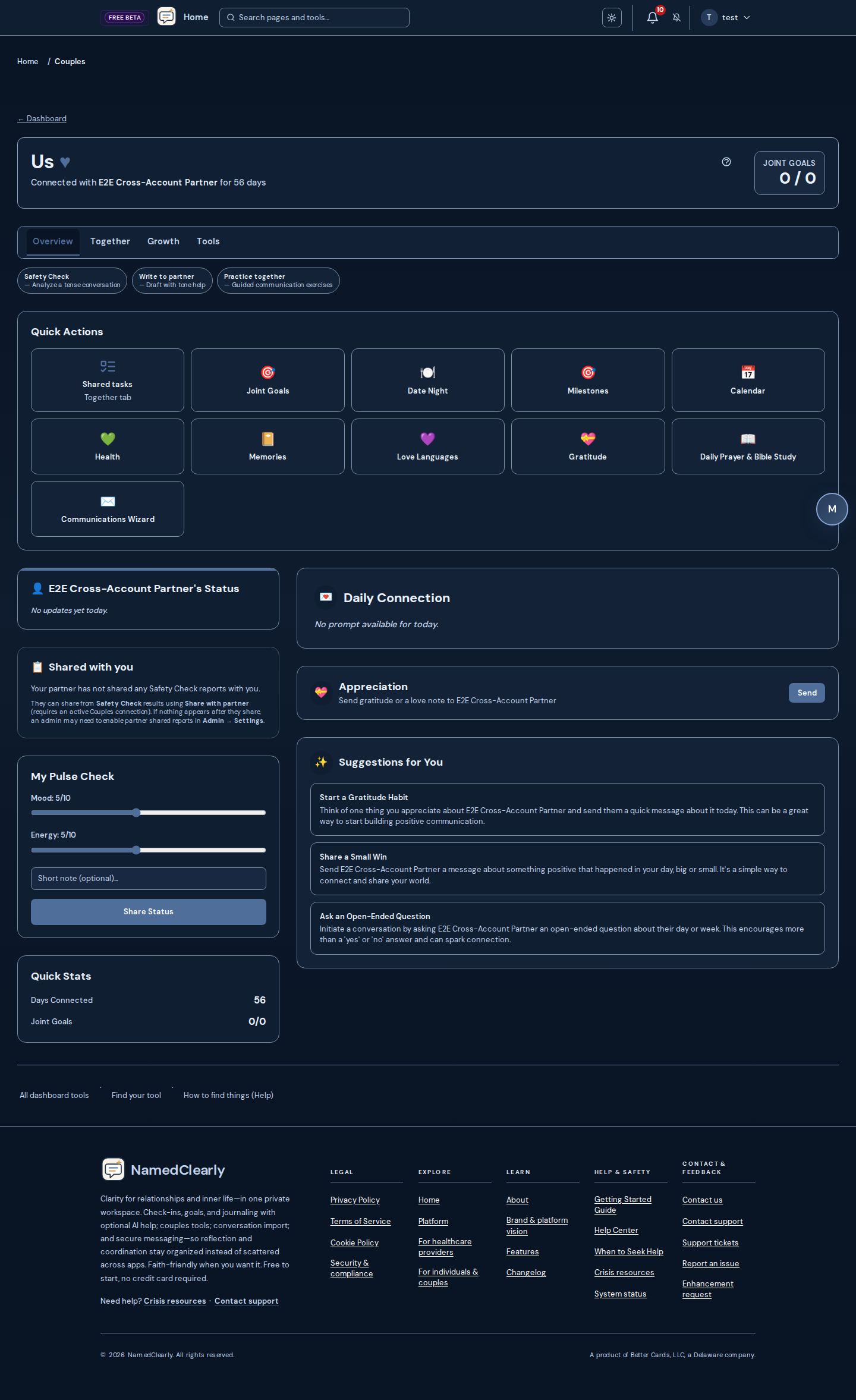 Screenshot: Couples Features