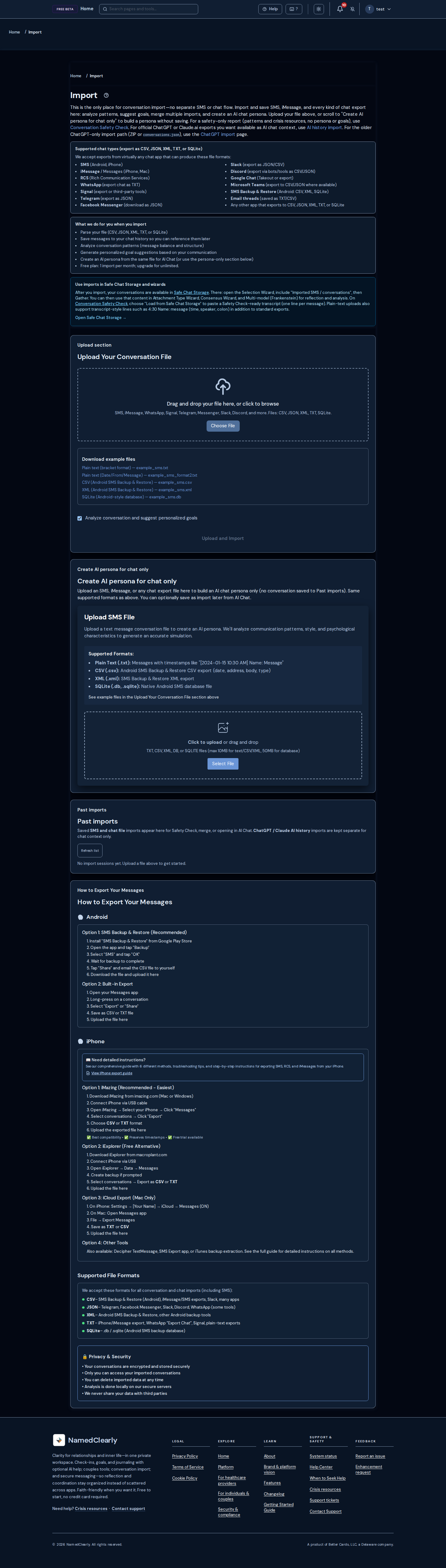 Screenshot: Import