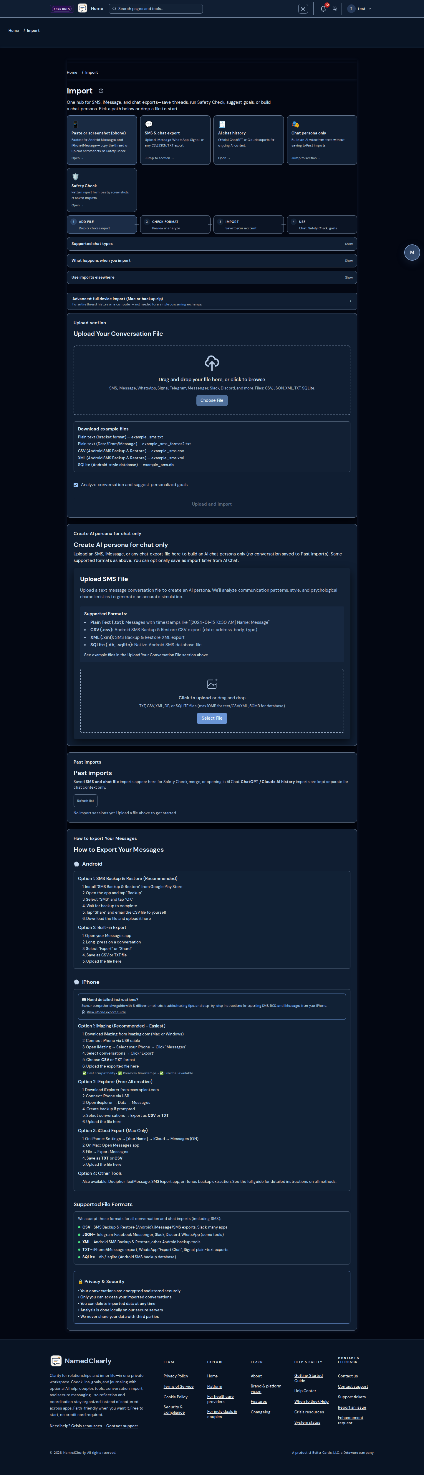 Screenshot: Import