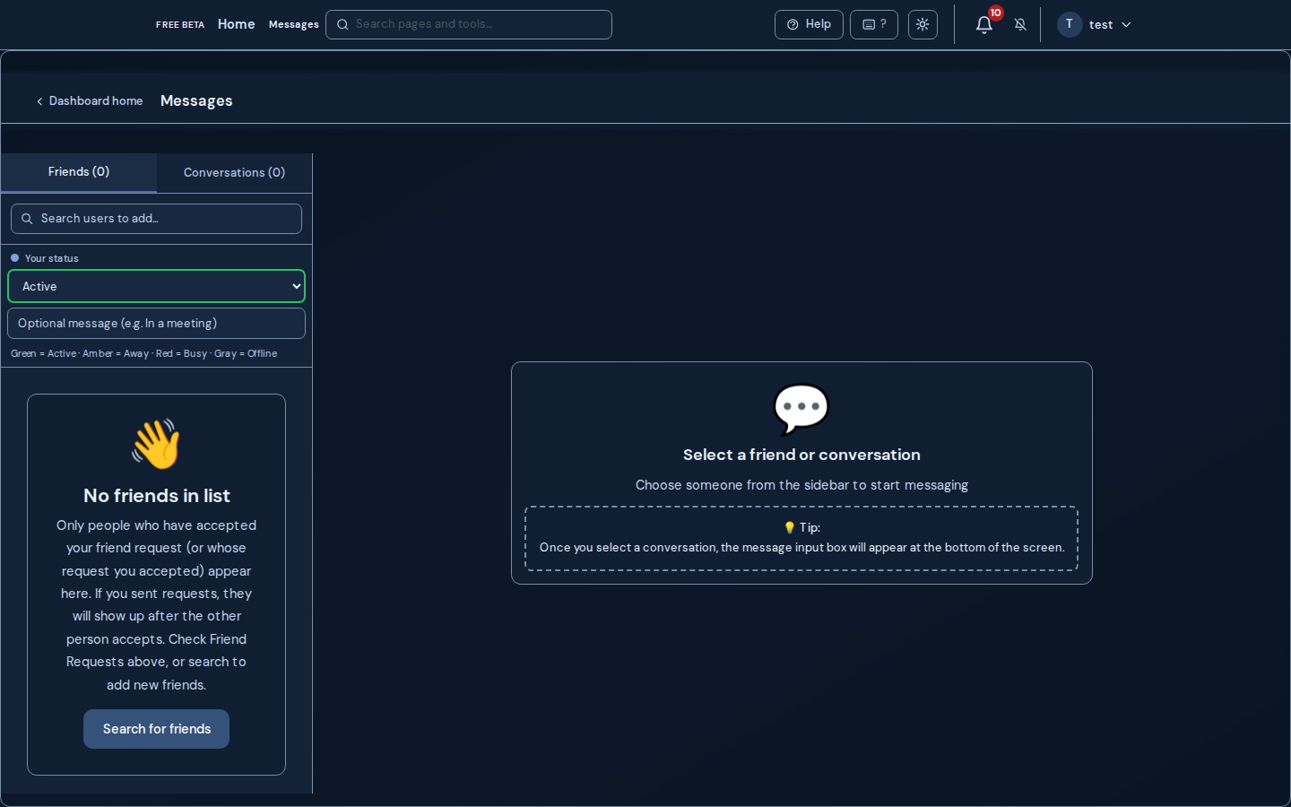 Screenshot: Messages