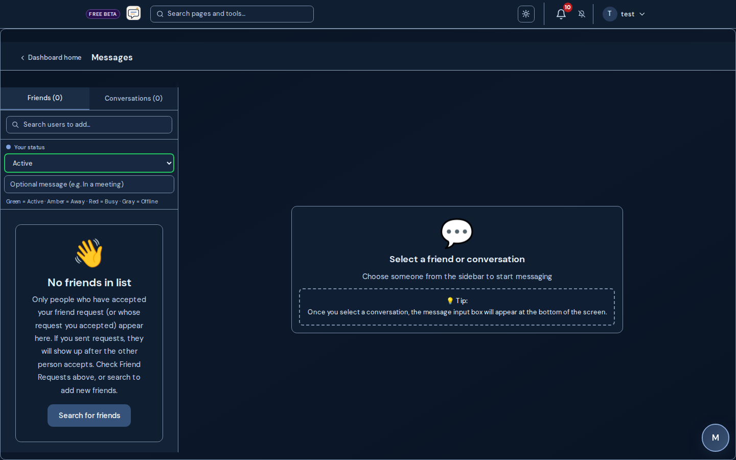 Screenshot: Messages