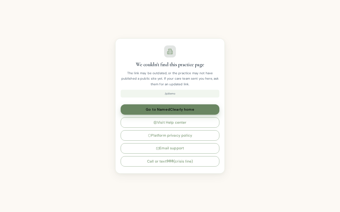 Screenshot: Public practice site & booking