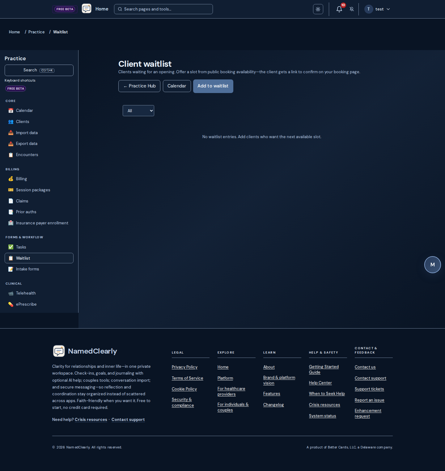 Screenshot: Practice Manager: waitlist slot offers