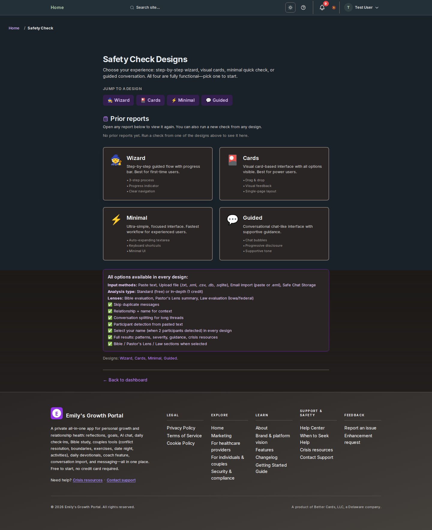 Screenshot: Safety Check