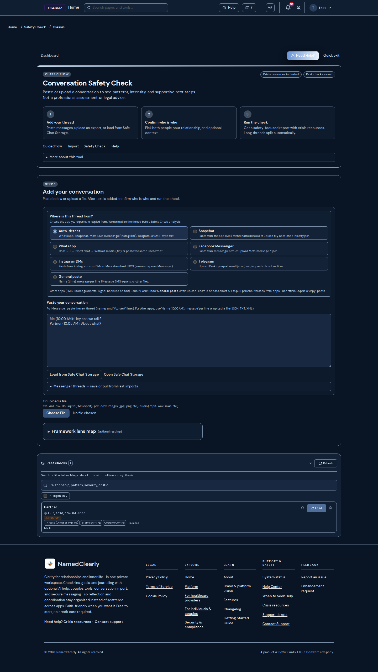 Screenshot: Safety Check