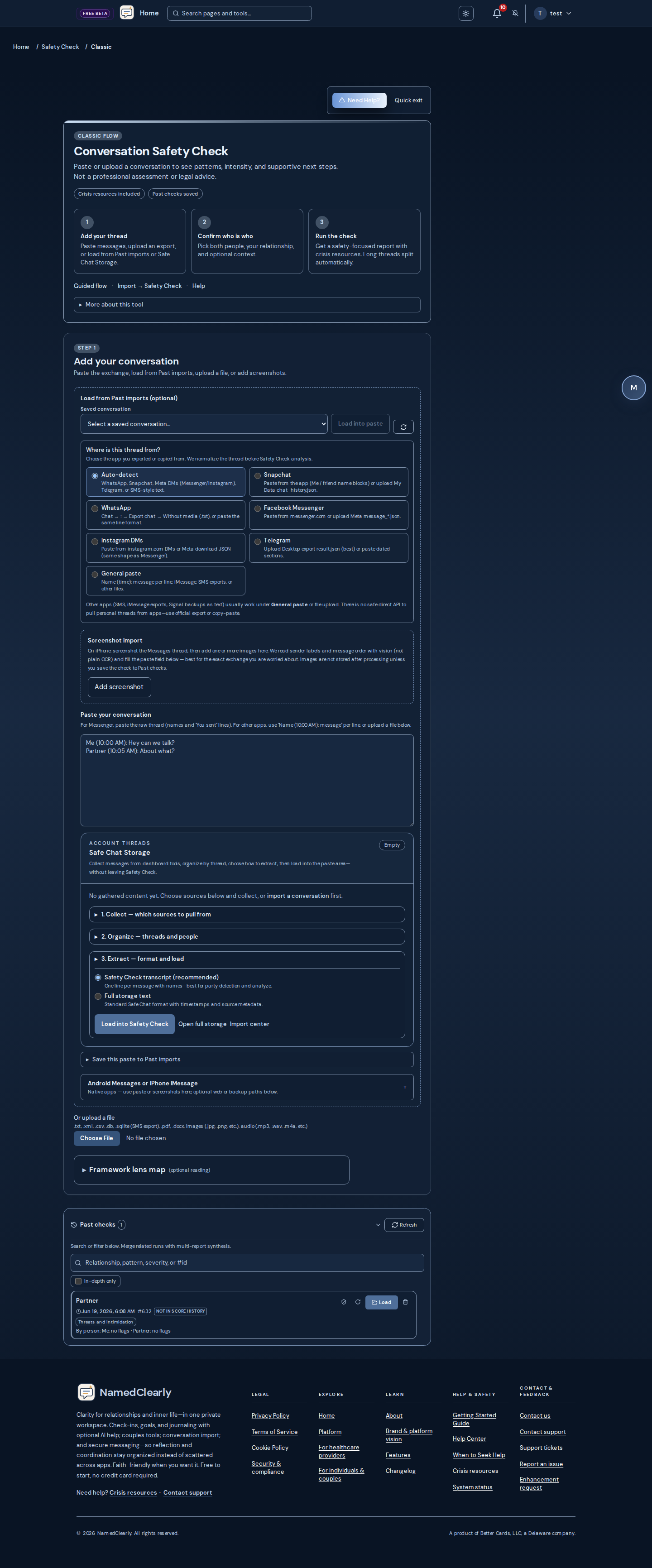 Screenshot: Safety Check