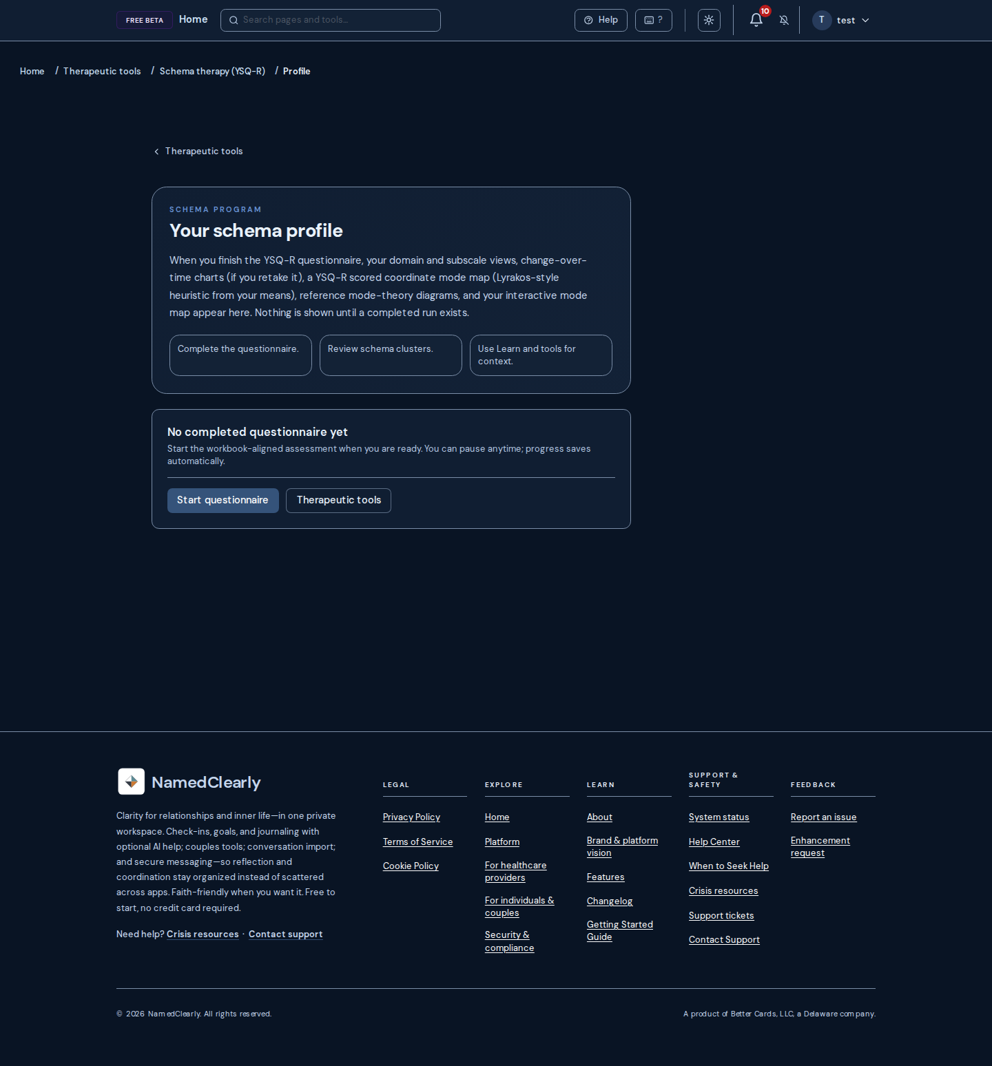 Screenshot: Schema Therapy Program (YSQ-R)