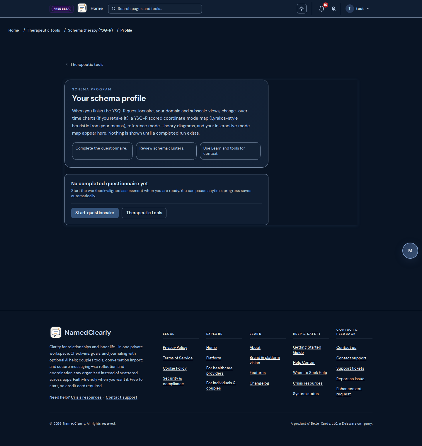 Screenshot: Schema Therapy Program (YSQ-R)