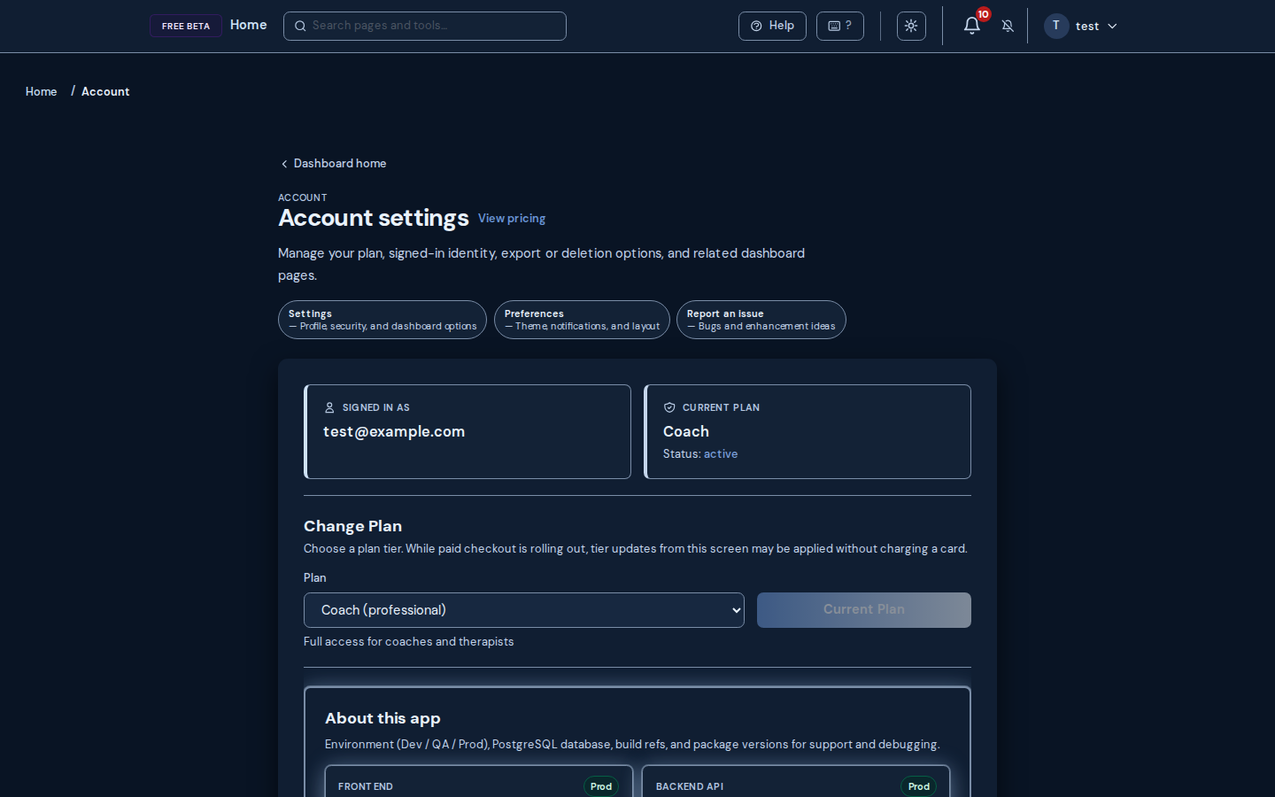 Your Data (Account: export & delete)