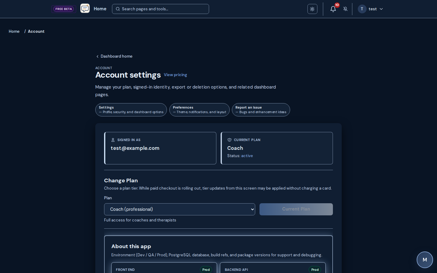 Your Data (Account: export & delete)